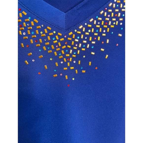 Quacker Factory Fabulous Facets 3/4 Sleeve Trapeze Hem Knit Top MEDIUM (909) - Picture 3 of 5